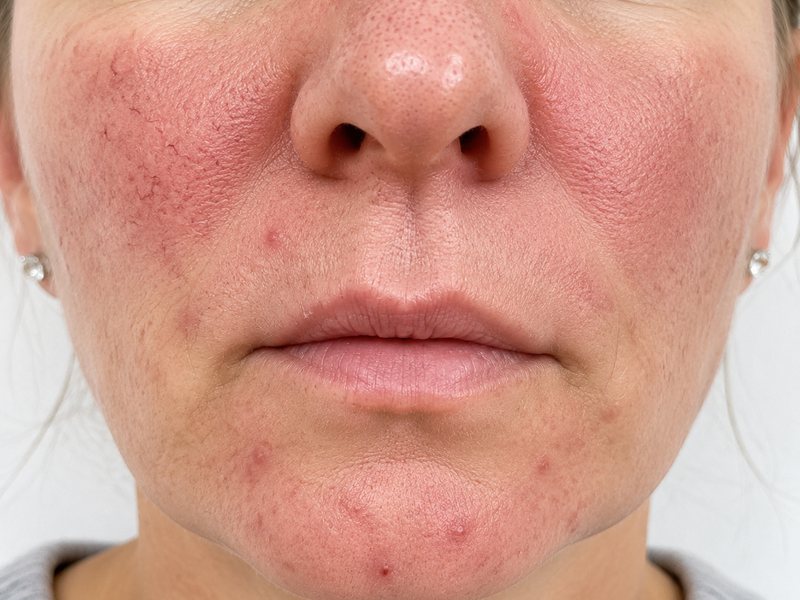 Before &mdash; Redness, sensitivity & breakouts &rarr; Calmer, clearer skin